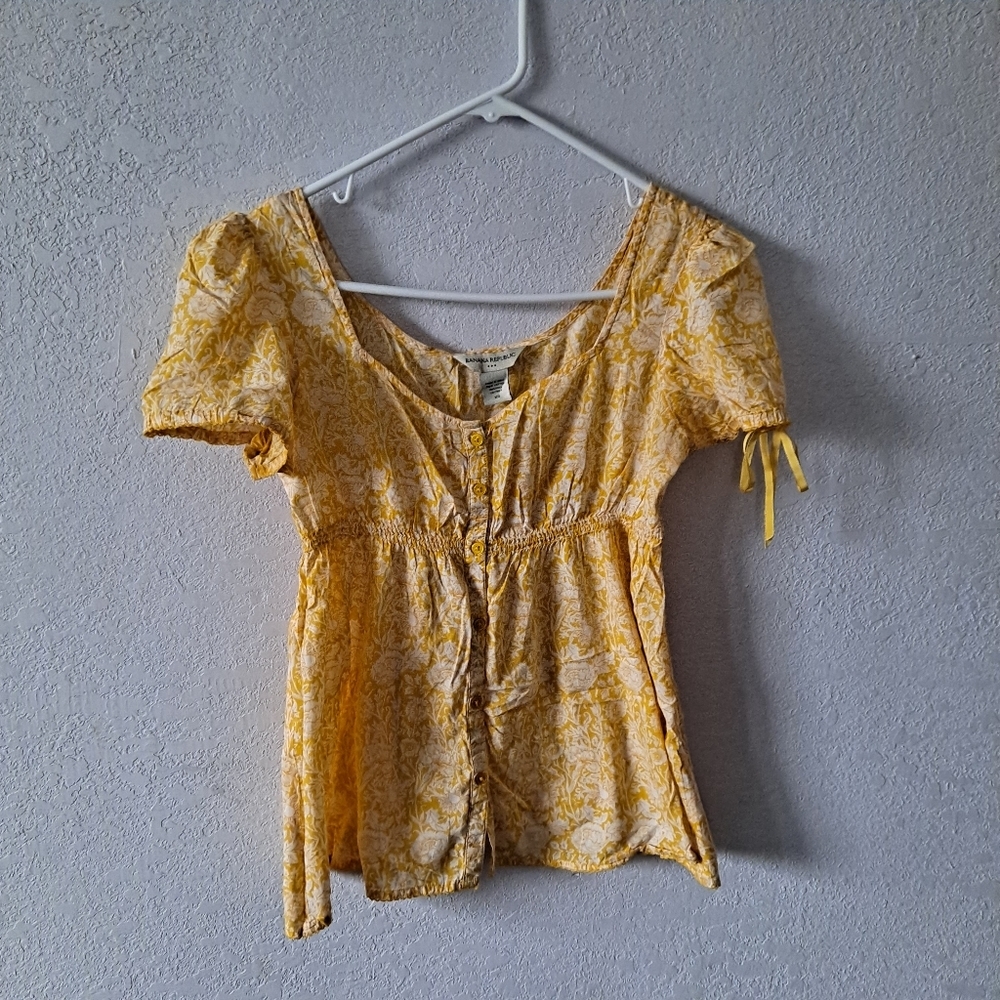 Yellow Banana Republic Floral Blouse